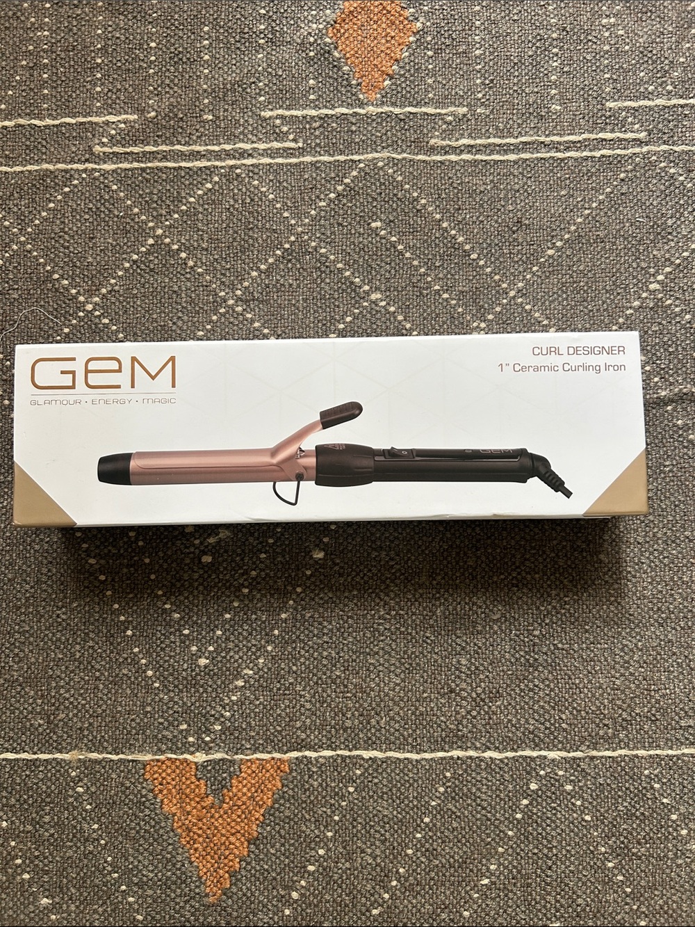 Gem Curl Designer 1" Ceramic Curling Iron Rose Gold HT21325 new in box